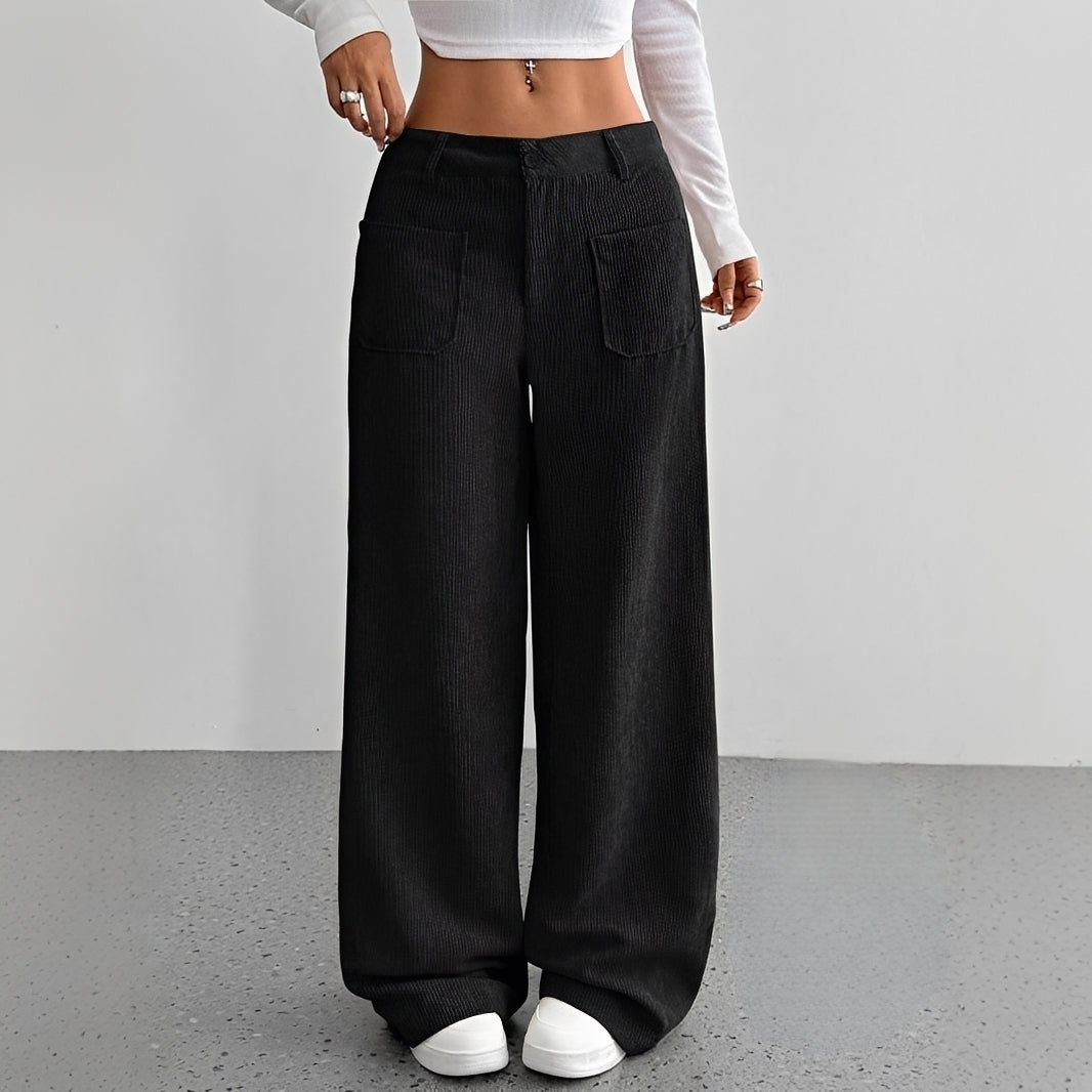 Isabelle - Pantalon en velours côtelé à taille haute