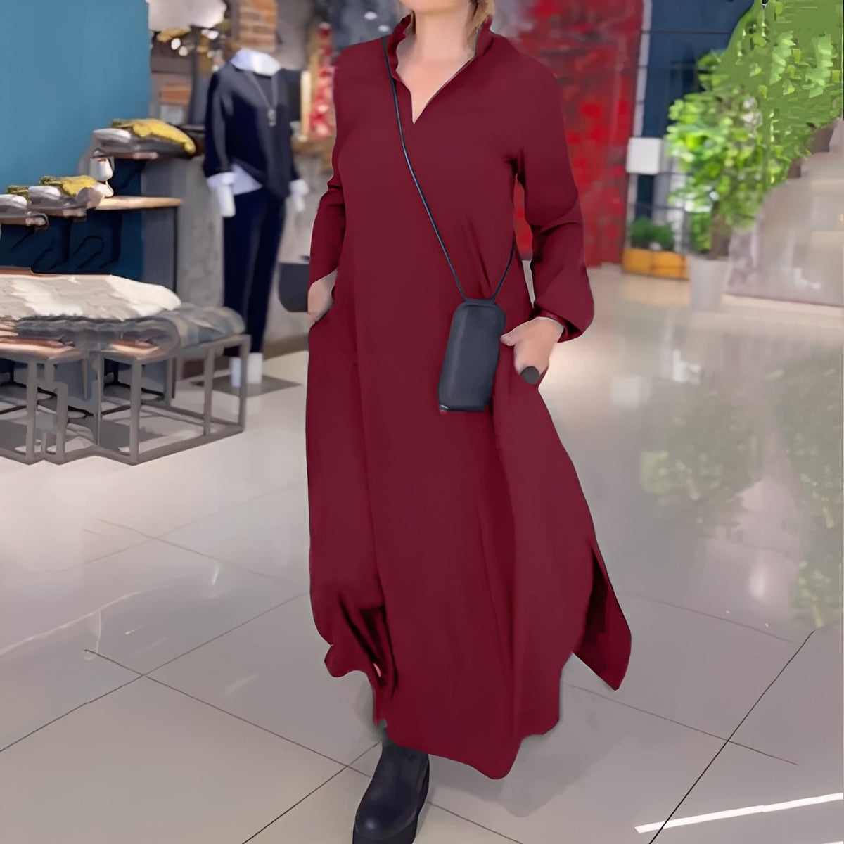 Hélène - Loose dress with side slit for women