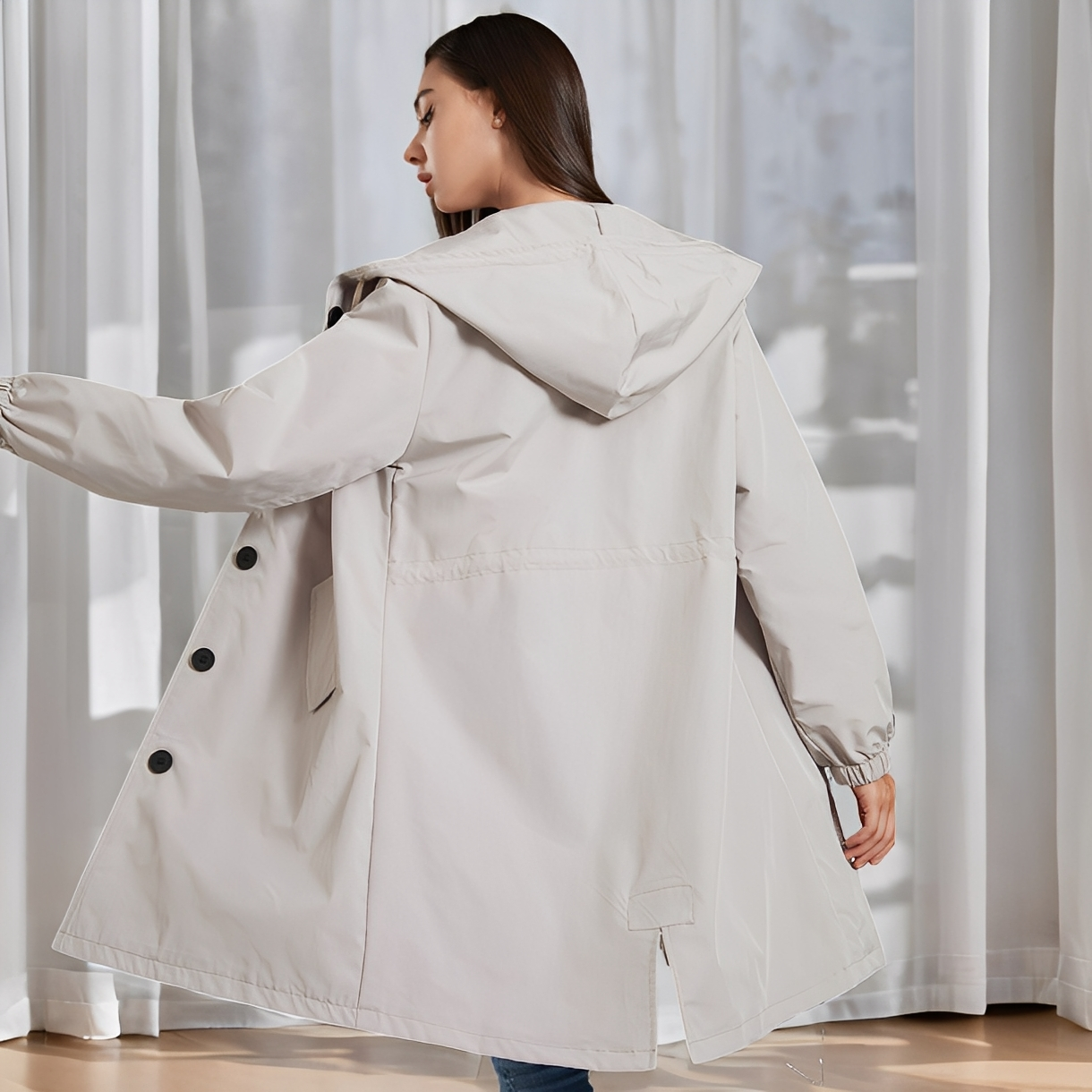 Vivyan - Manteau décontracté résistant à l'eau avec capuche pour femmes