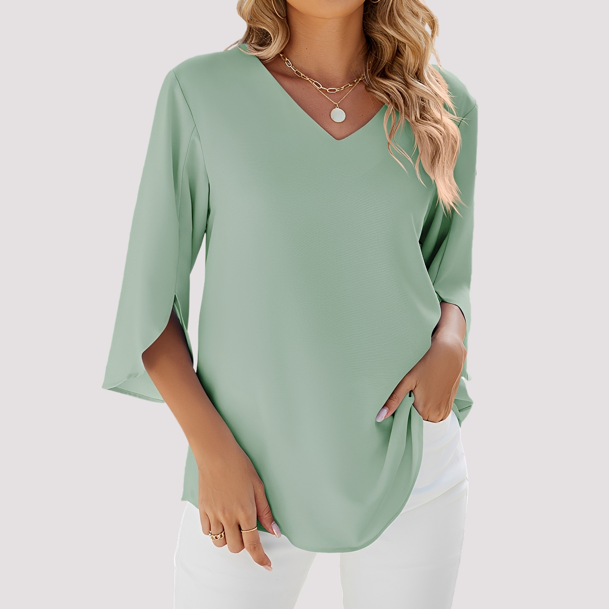 Vanessa - Blouse élégante avec col en V pour femmes