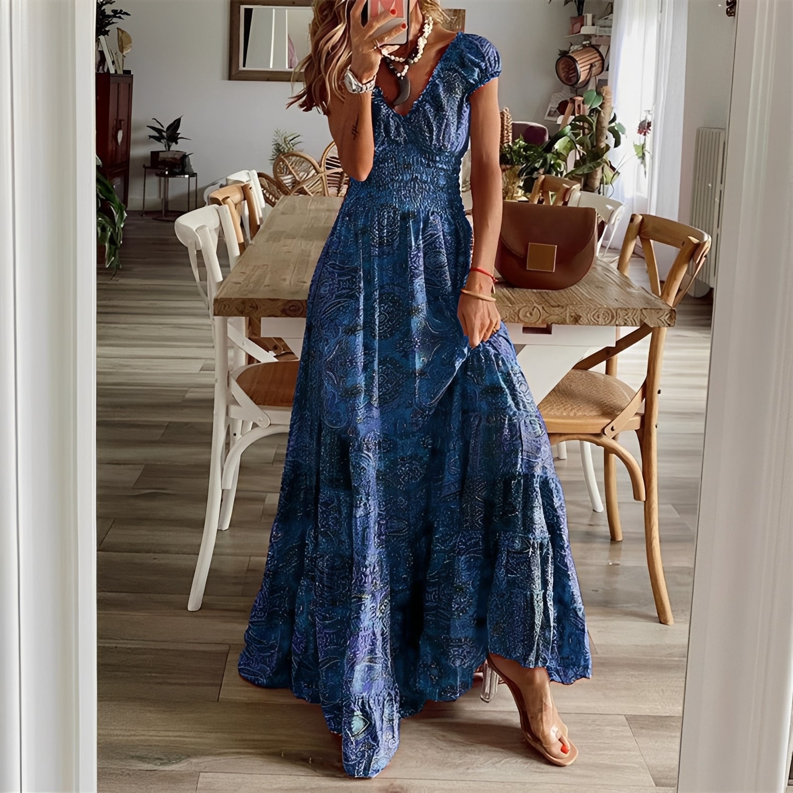 Christina - Robe maxi style bohème à motif floral pour femmes