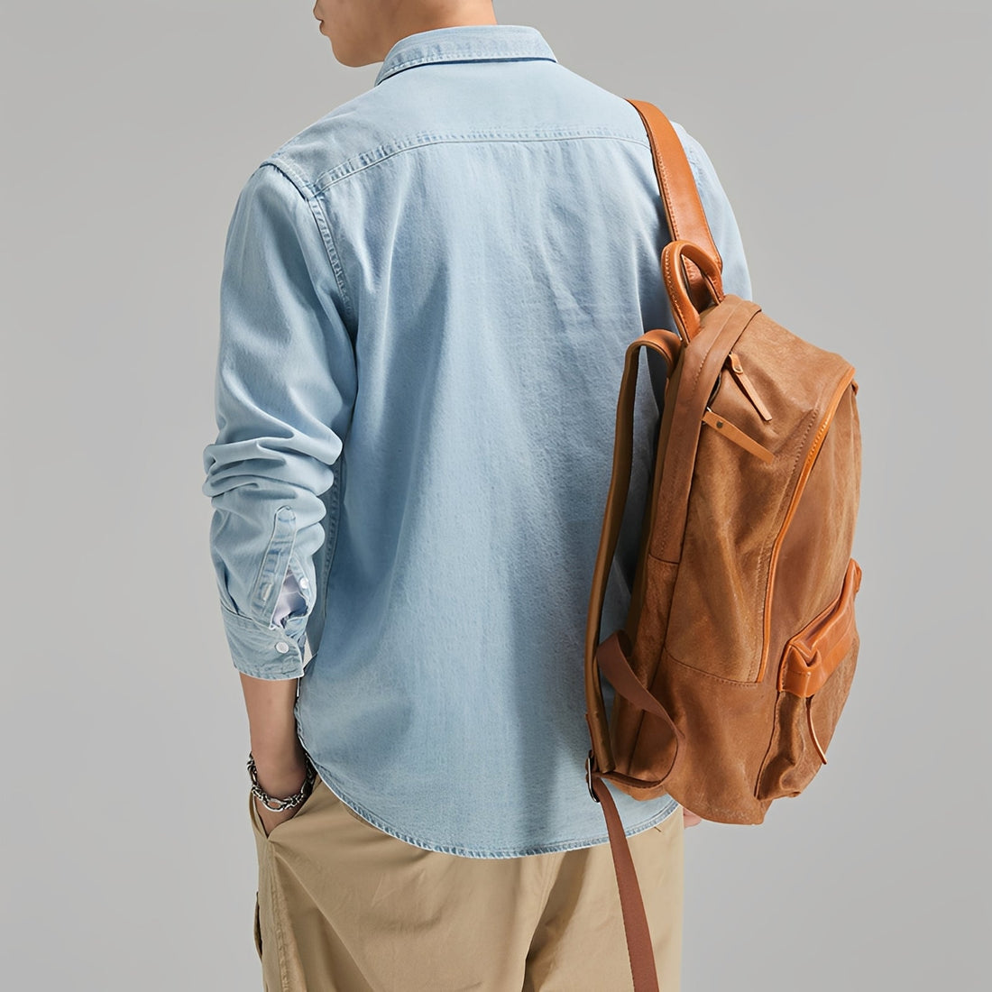 Dale - Chemise décontractée en jean avec poche pour homme