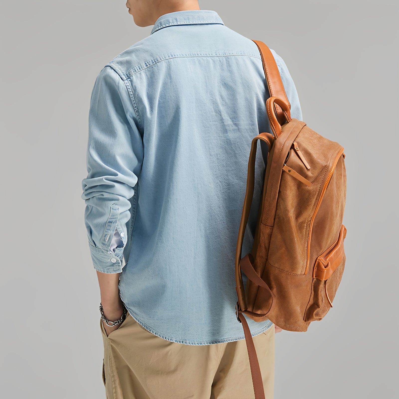 Dale - Chemise décontractée en jean avec poche pour homme