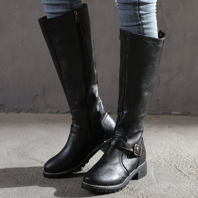 Marisa – Bottes en cuir à talons carrés