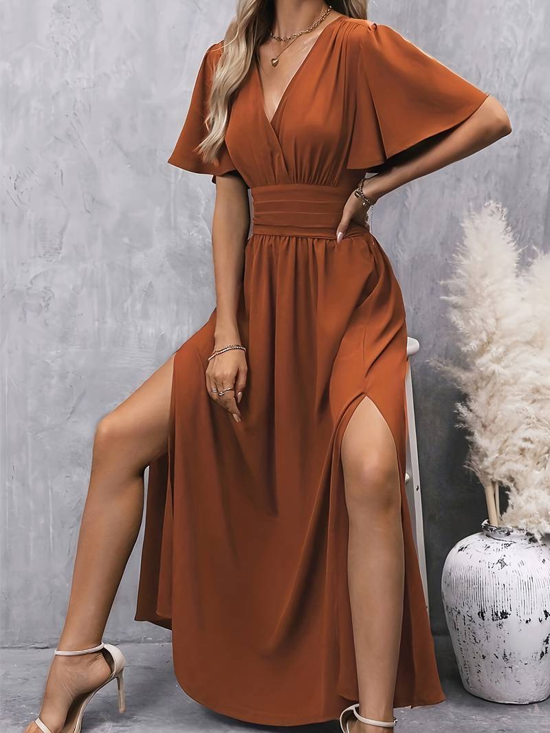 Juliette – Robe Col Volant et Taille Plissée pour Femme