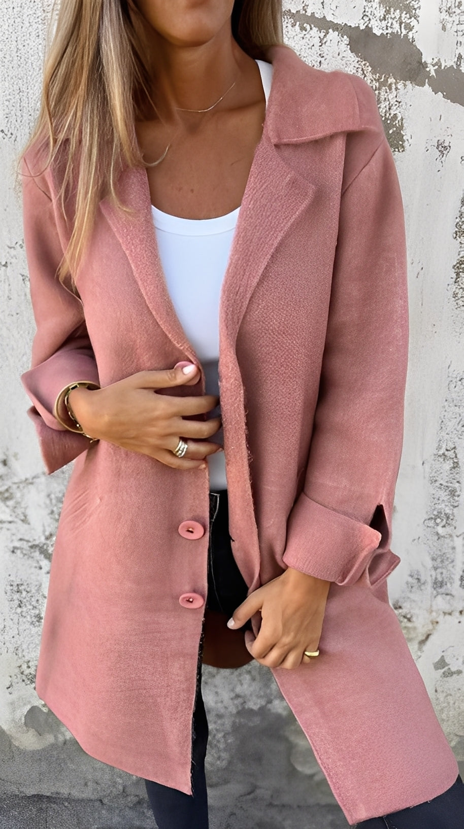 Meridith - Élégant manteau long à col à revers pour femmes