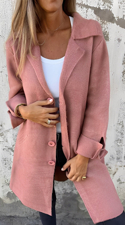 Meridith - Élégant manteau long à col à revers pour femmes