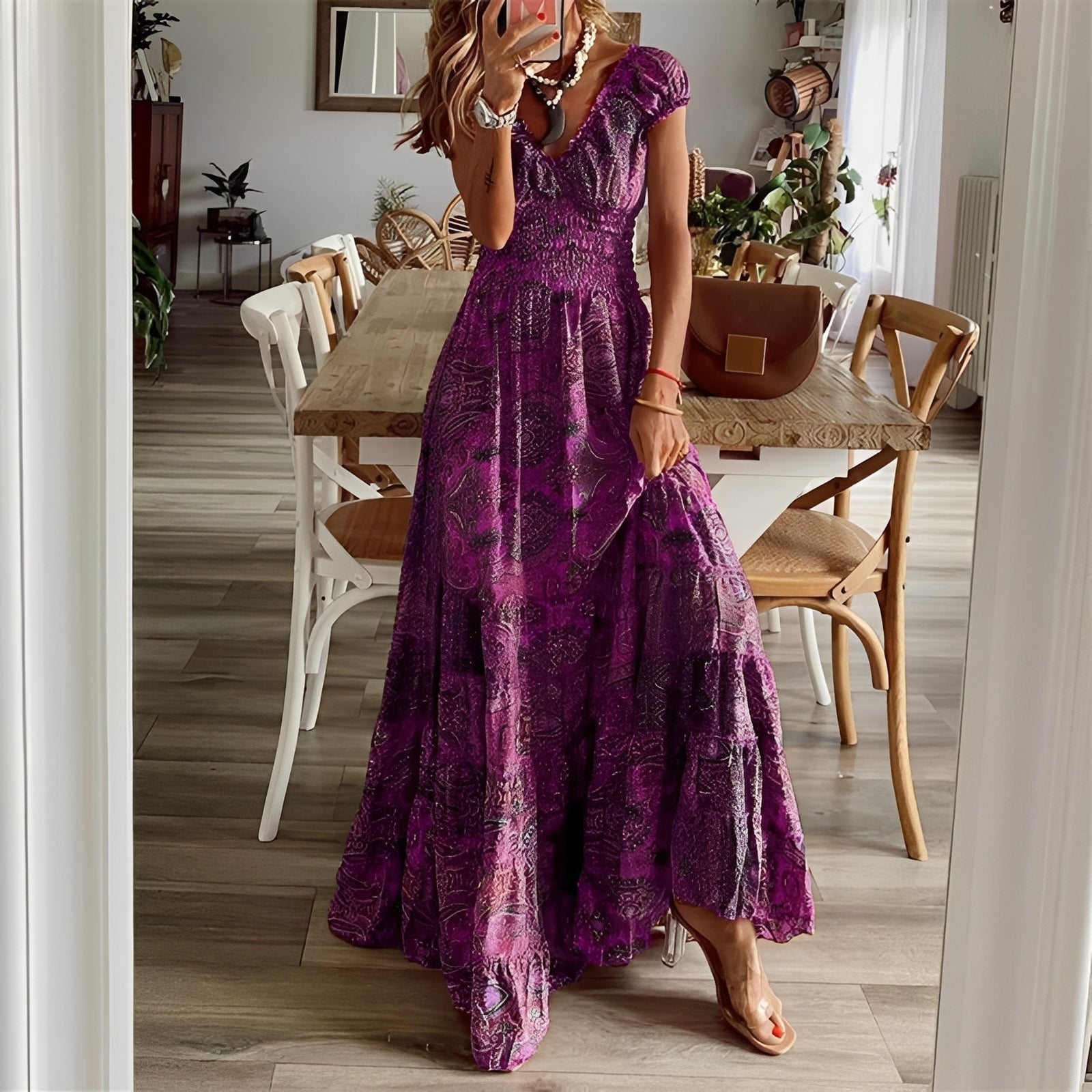 Christina - Robe maxi style bohème à motif floral pour femmes