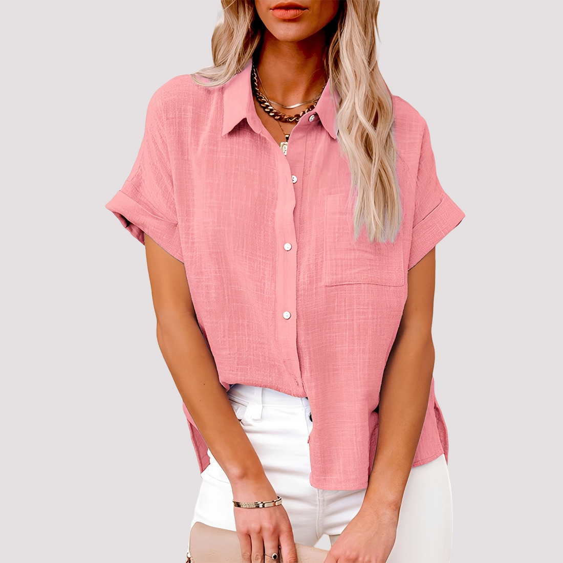 Josie - Blouse à manches courtes ample avec poche pour femmes