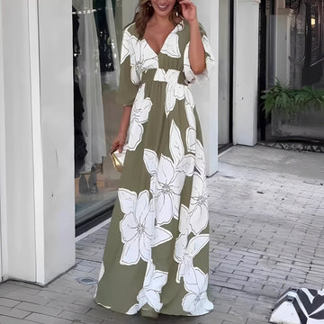Alessia - Robe Large Élégante avec Motifs Fleuris