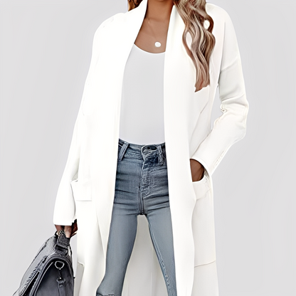 Chantal - Cardigan long en tweed décontracté pour femmes