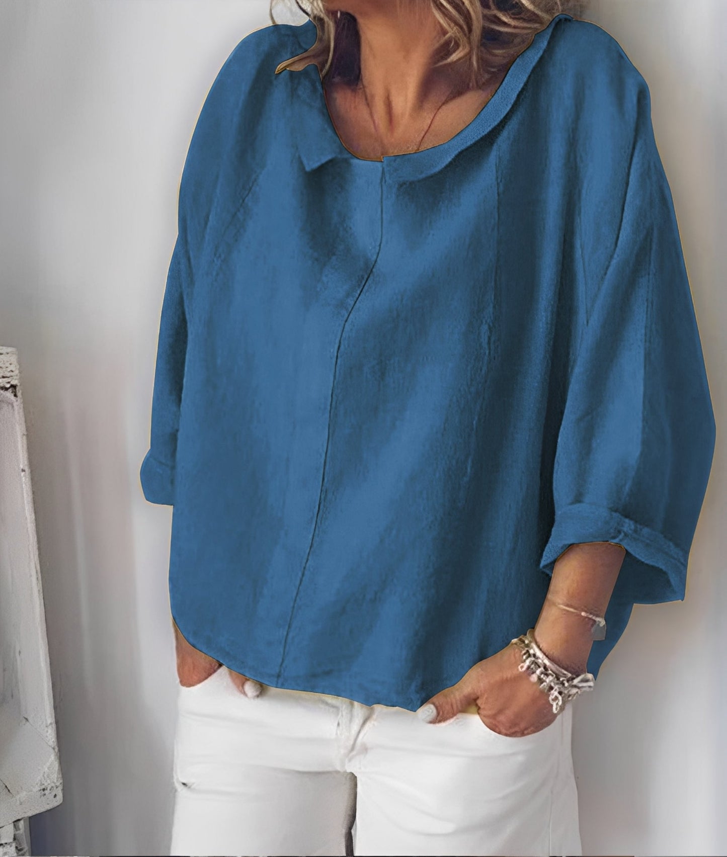 Lillian - Blouse confortable avec col à revers pour femmes