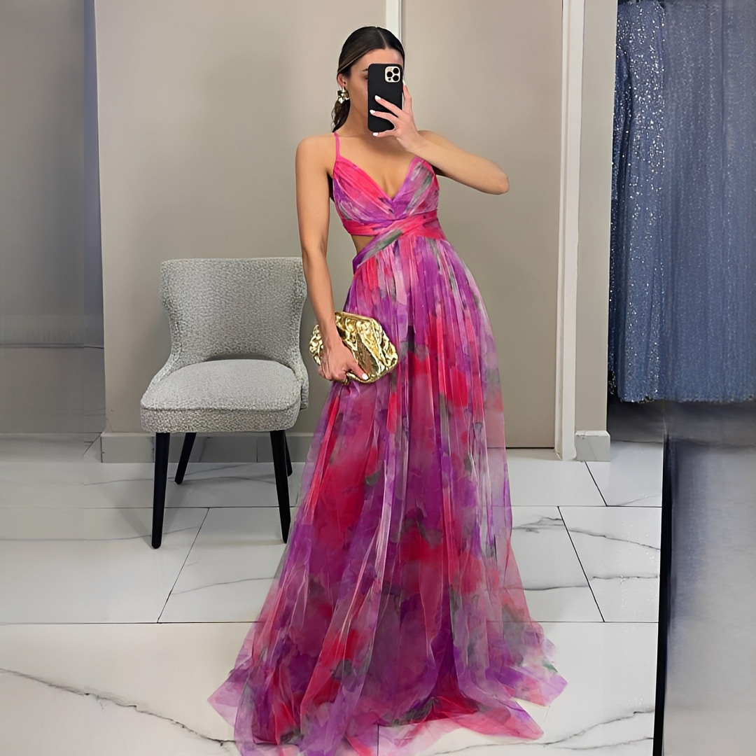 Gardania - Robe longue à motif floral pour femmes
