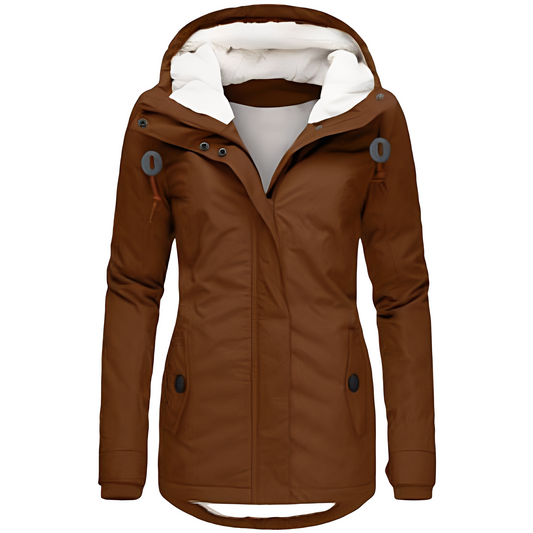 Valary - Manteau imperméable en velours avec capuche pour femmes