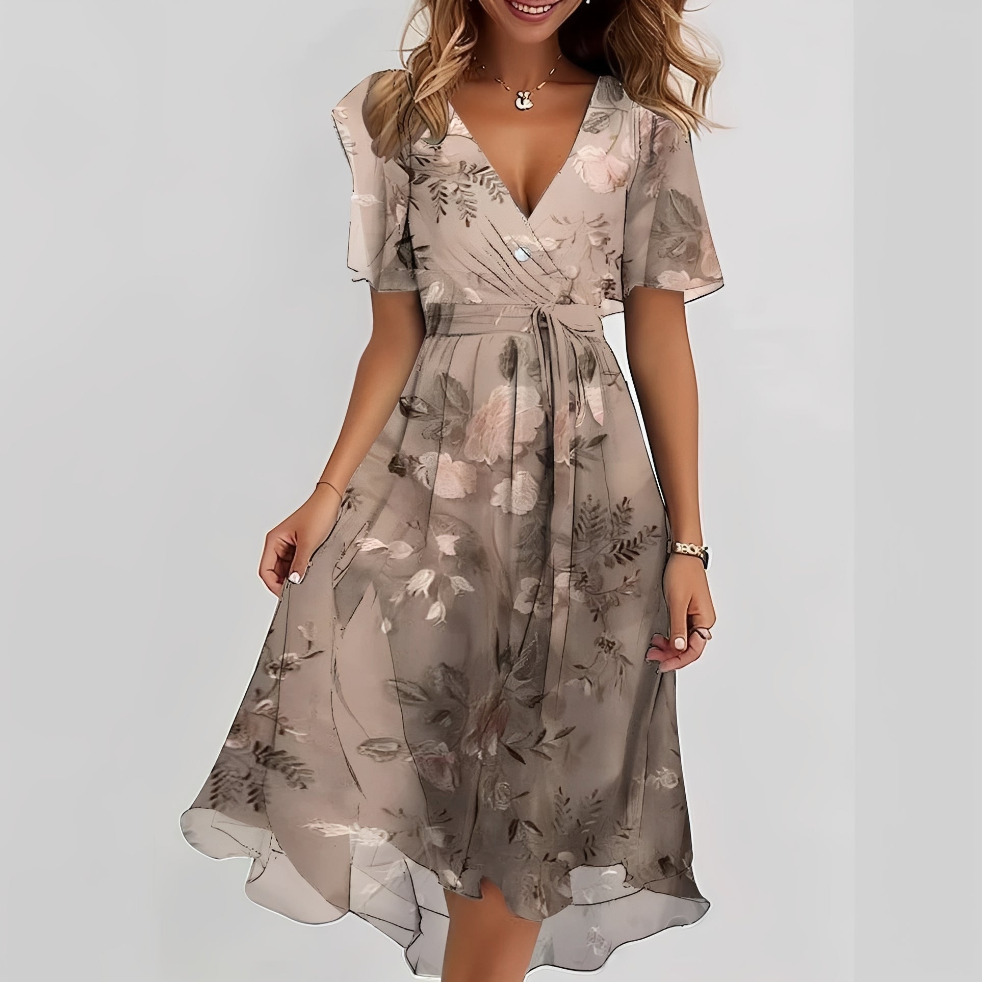 Emelia - Robe en voile à motifs floraux