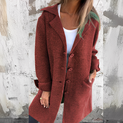 Odile - Long casual coat with lapels for women