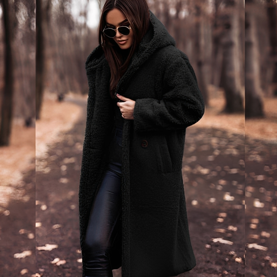 Lucette - Winter coat with hood in imitation fur for women
