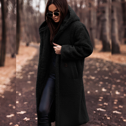 Lucette - Winter coat with hood in imitation fur for women
