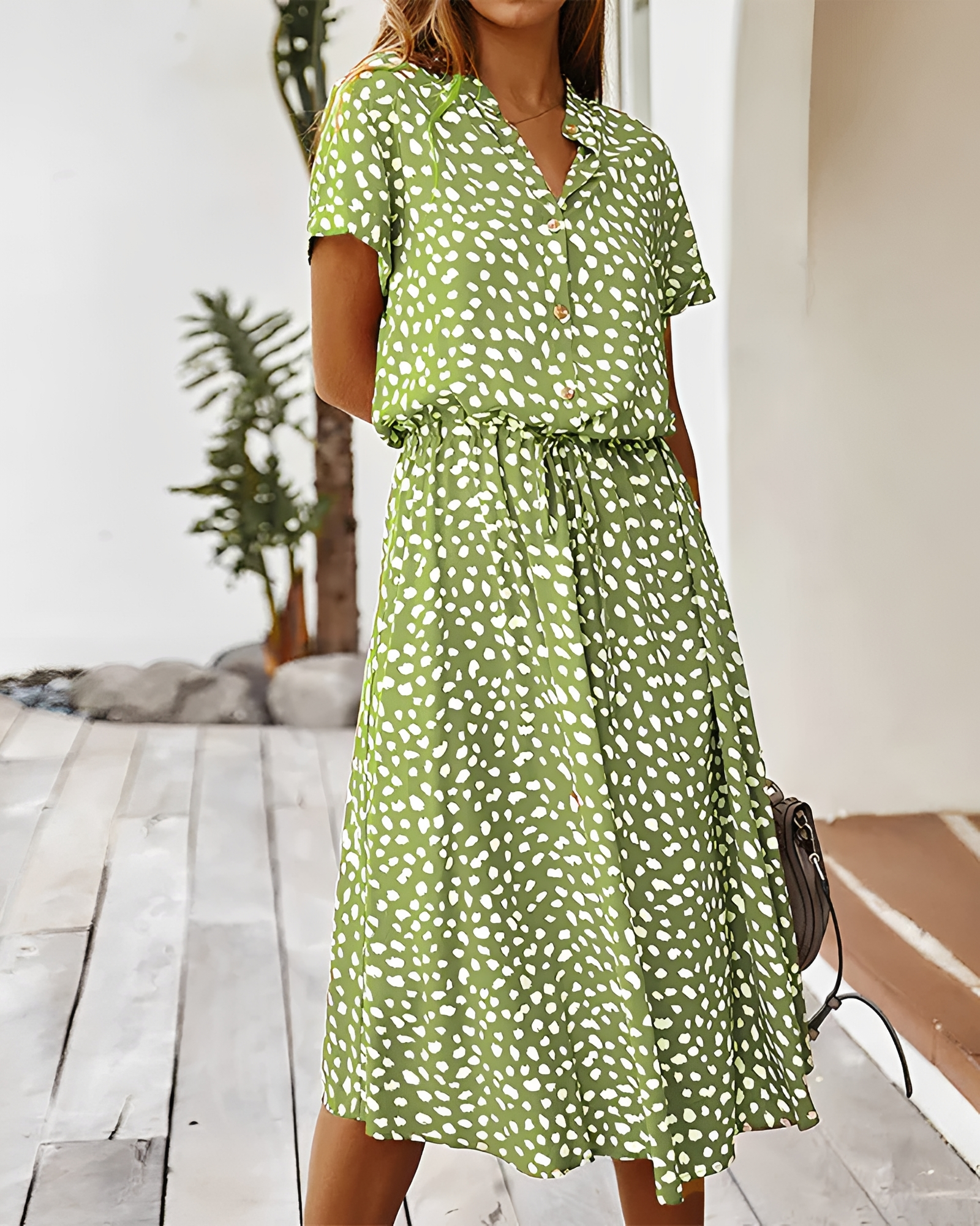 Shannon - Robe midi élégante à col en V