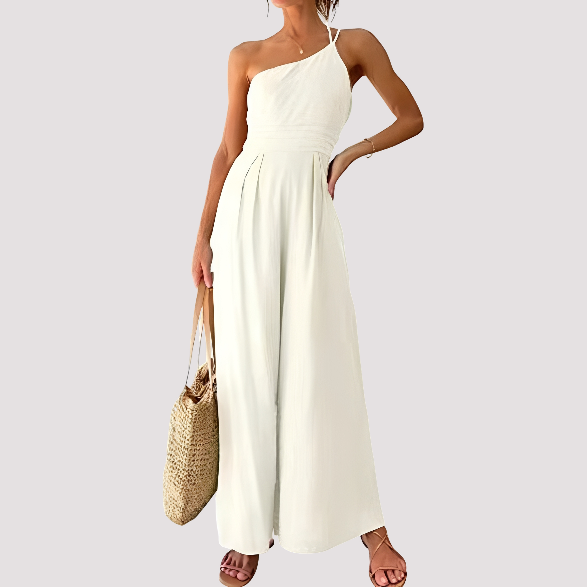 Carla - Combinaison femme chic à une épaule et jambes larges