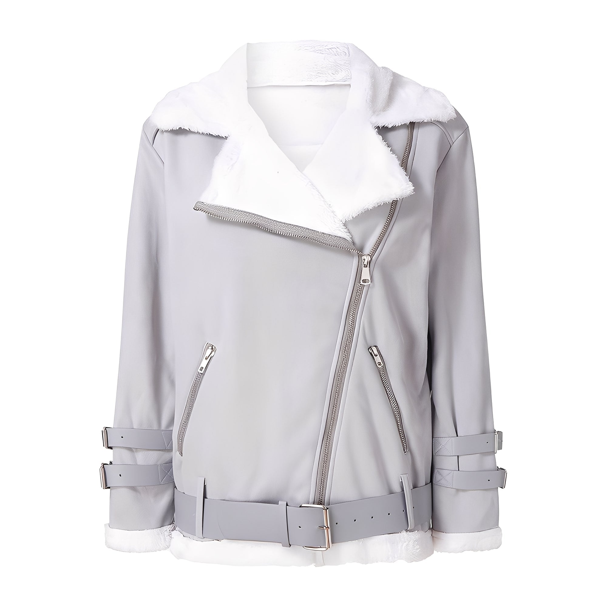 Jessie - Blouson Biker en laine chaude avec zip pour femmes