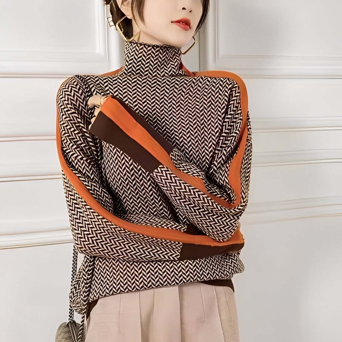Roxanna - Pull large et simple à rayures pour femmes