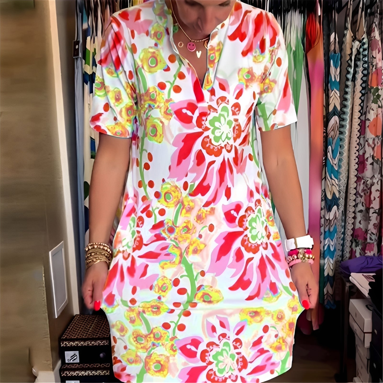 Abbie - Robe élégante à motif floral pour femmes