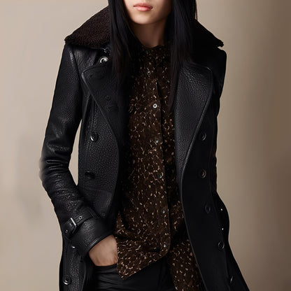 Rowena - Elegant jacket in imitation leather for women