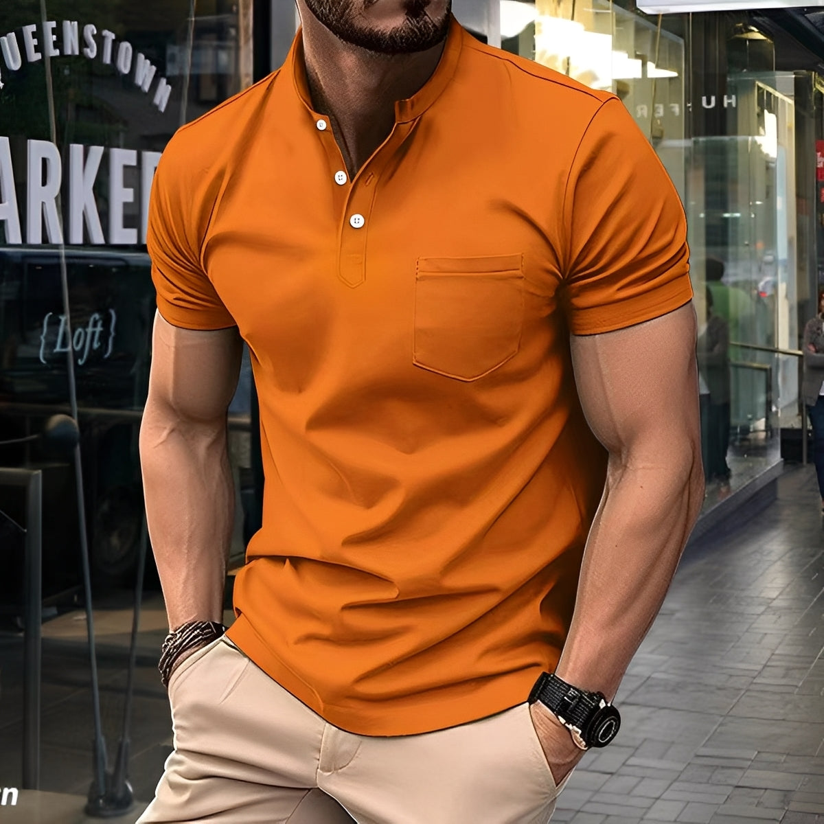 Darwin - Polo simple et relax avec col montant pour hommes