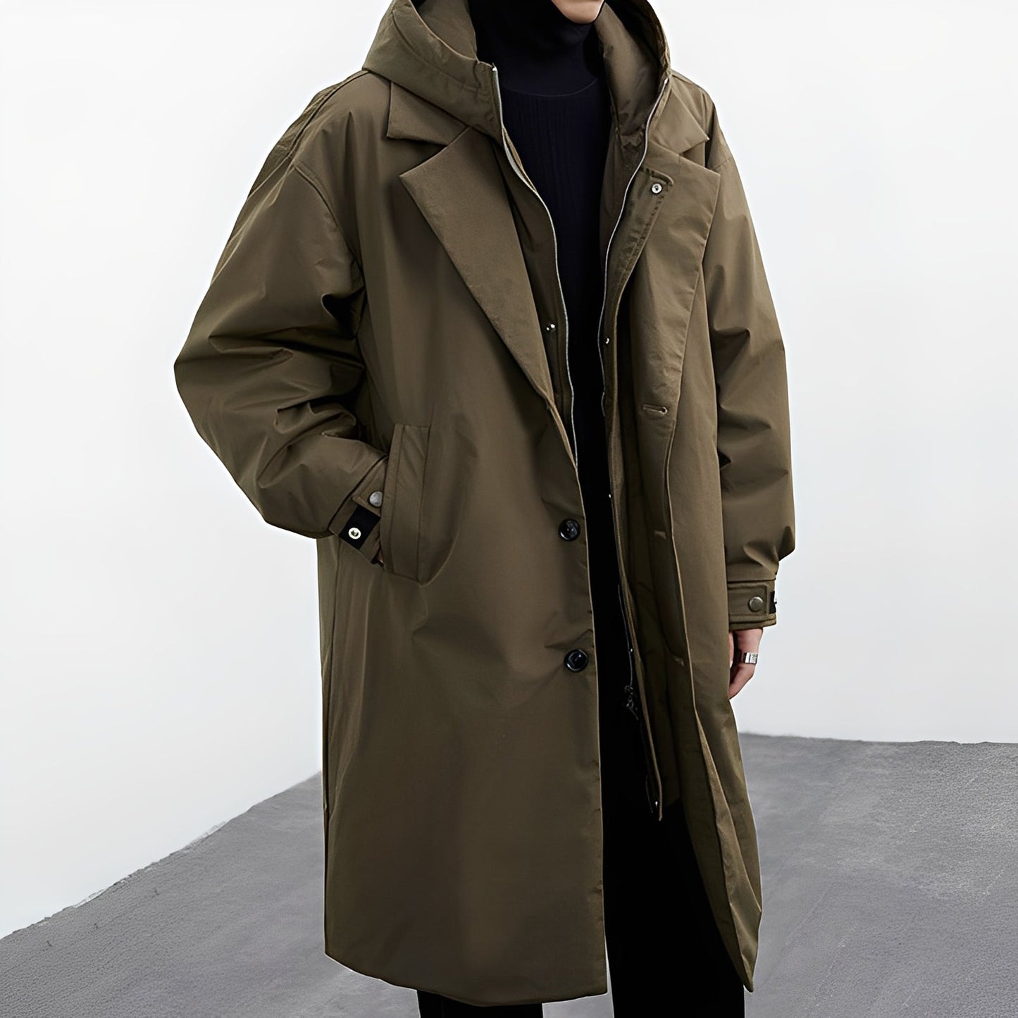 Jordon - Trench long multifonction avec capuche pour hommes