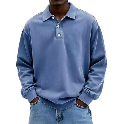 Chris - Chemise classique en tissu épais à manches longues pour homme