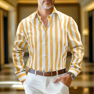 Jomar - Chemise à rayures coupe décontractée pour homme