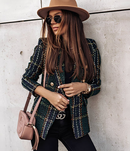 Cheri - Blazer élégant bien taillé avec motif écossais pour femmes