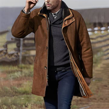 Eddie - Veste classique mi-longue en daim pour hommes