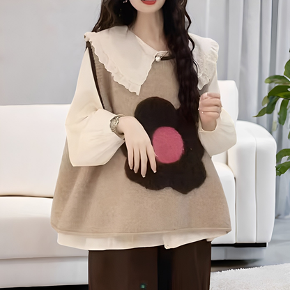 Lavina - Veste décontractée en tricot avec fleurs pour femmes