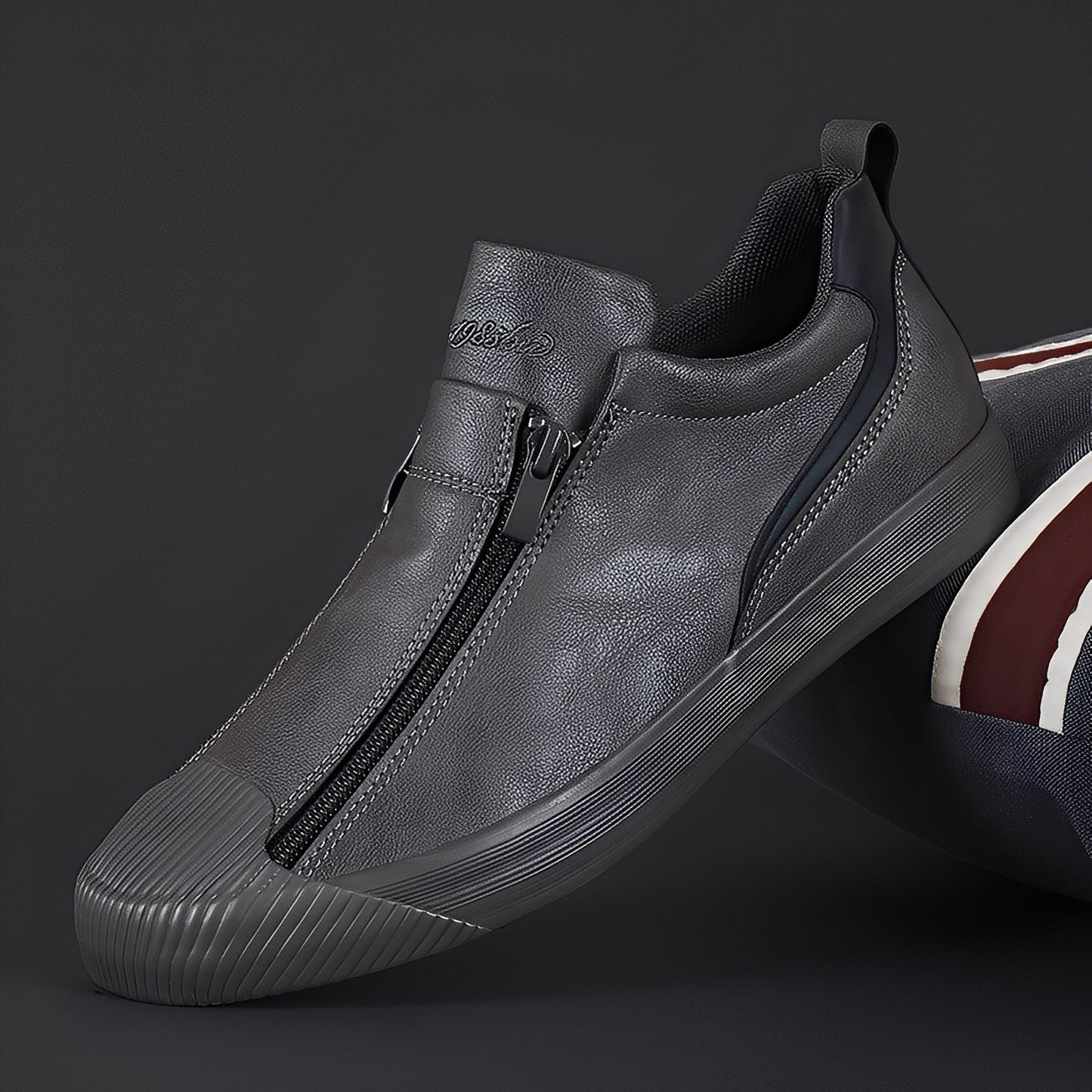 Jerred - Chaussures en cuir contemporaines pour hommes avec fermeture éclair