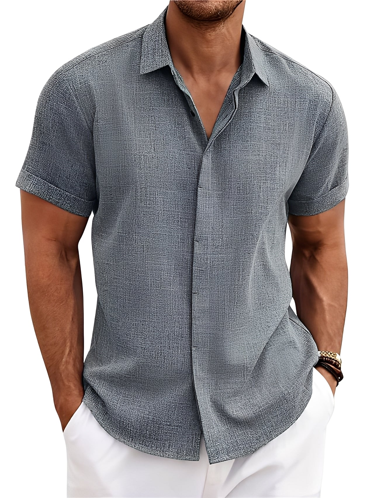 Caelum - Chemise homme simple à manches courtes et décontractée