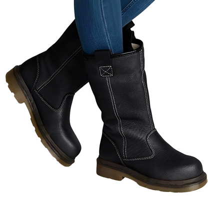 Alexia - Bottes vintage en cuir avec doublure en fourrure pour femmes