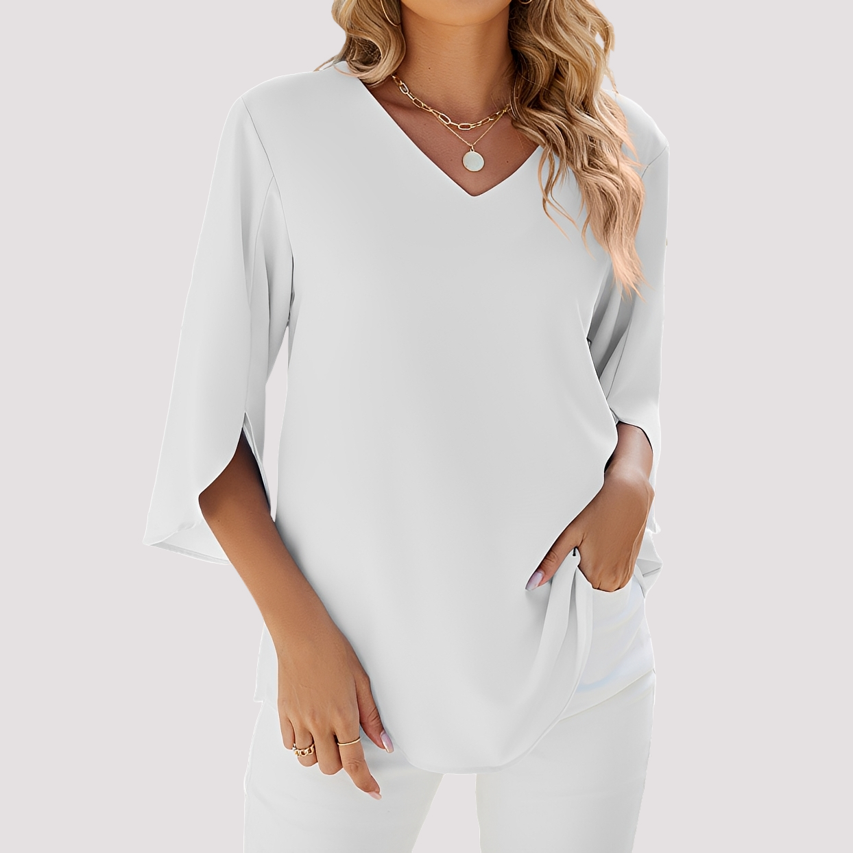 Vanessa - Blouse élégante avec col en V pour femmes