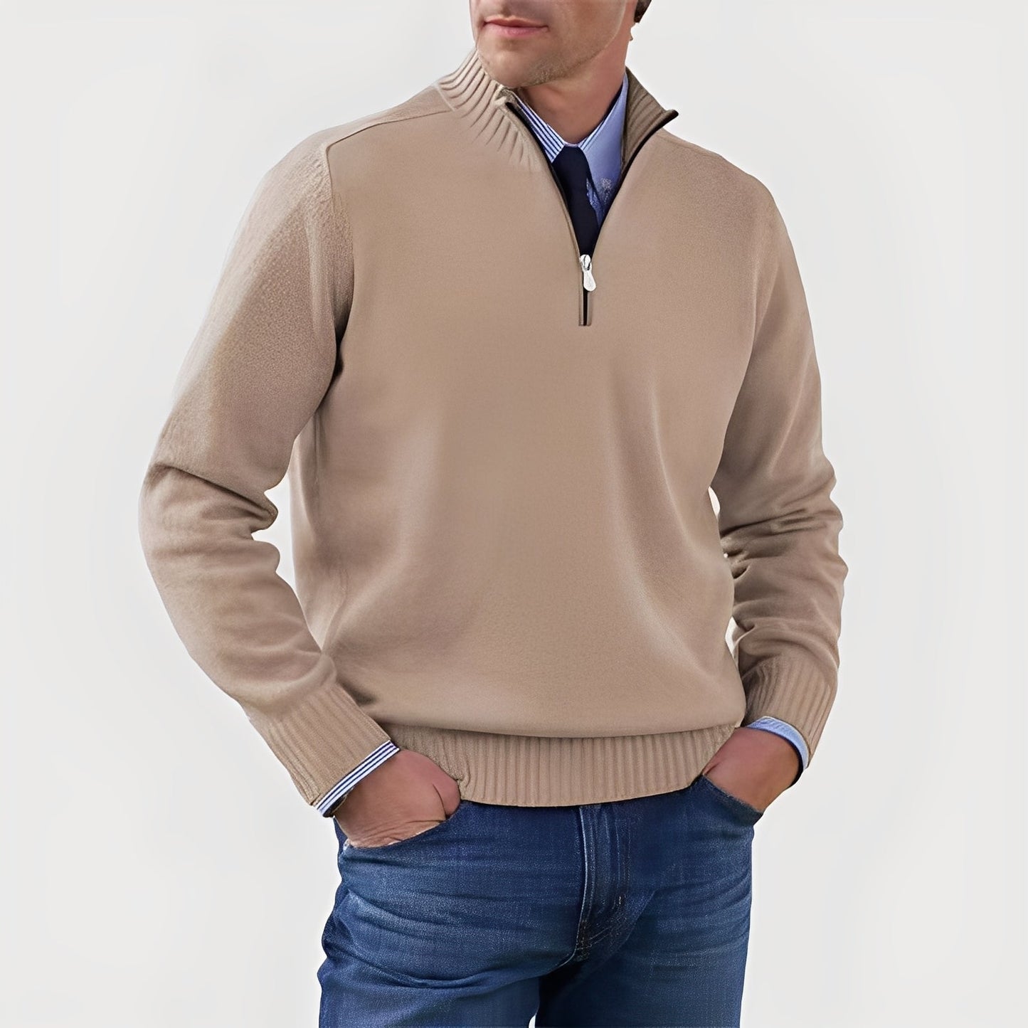 Nolan - Pull homme décontracté en maille avec fermeture éclair