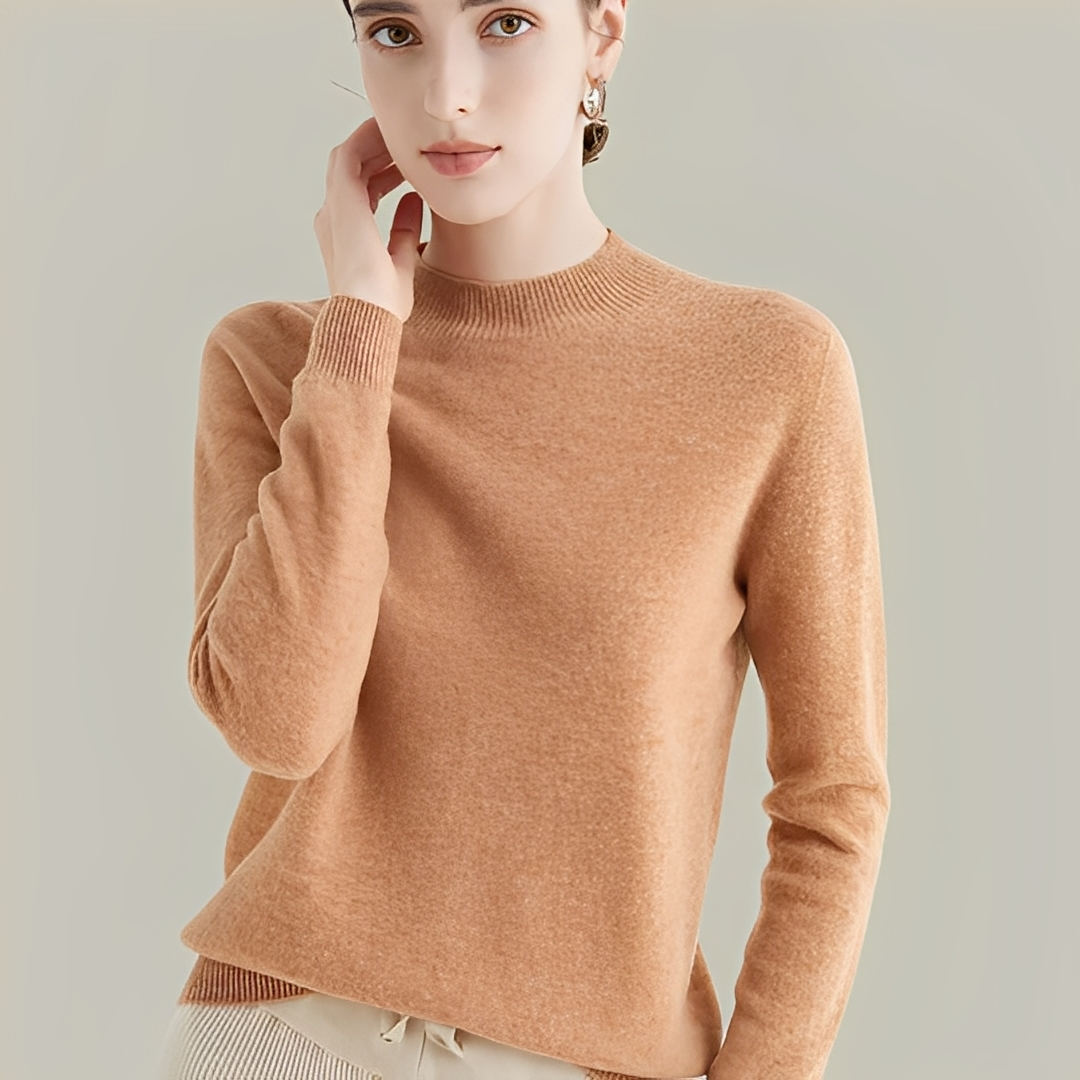 Martine - Slim-fitting wool sweaters with high collar for women