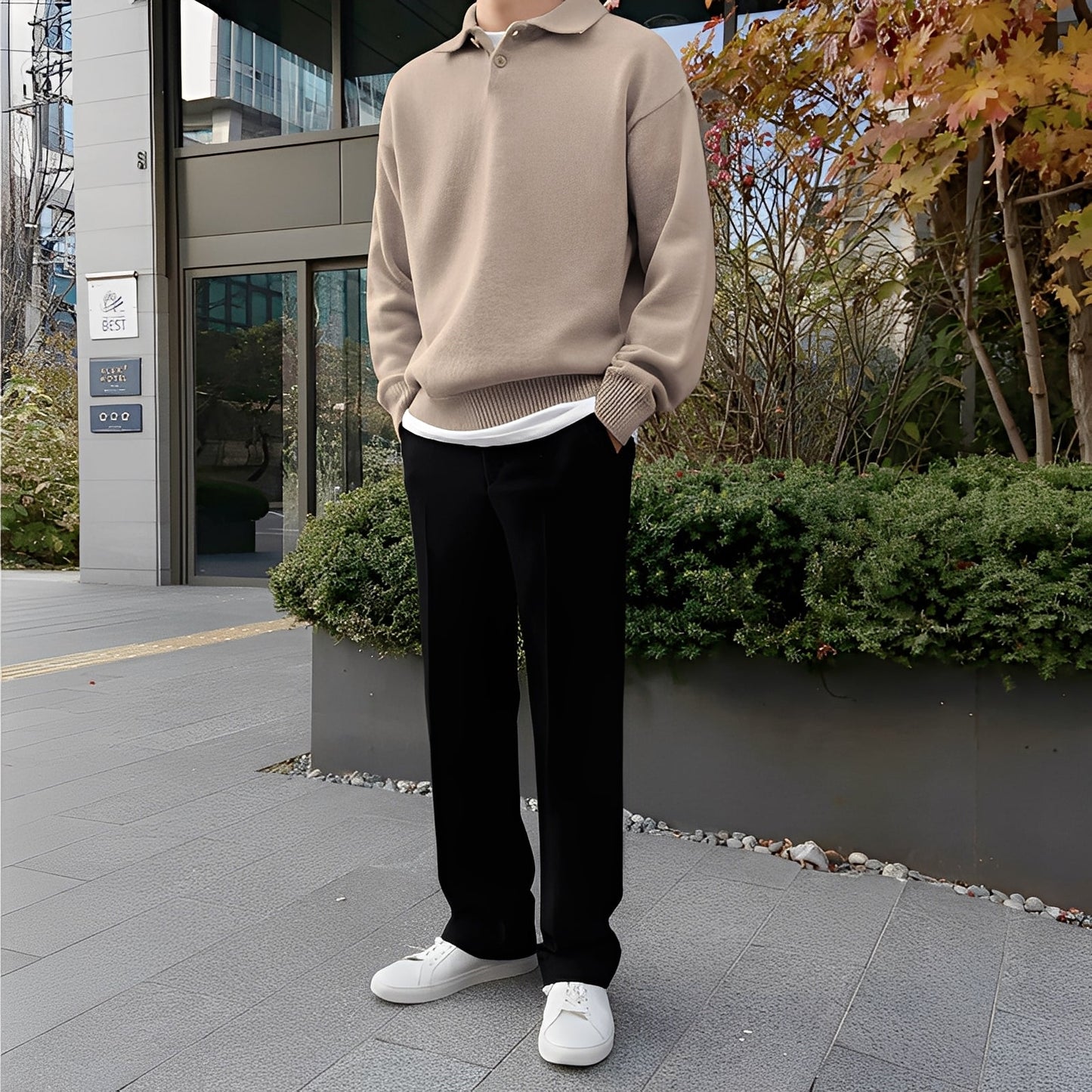 Bernard - polo à manches longues en tricot pour hommes