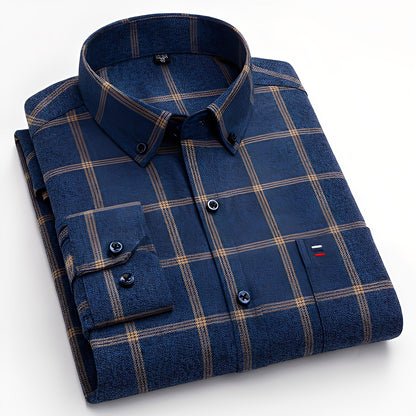 Nikolas - Chemise en coton à carreaux pour homme, style décontracté