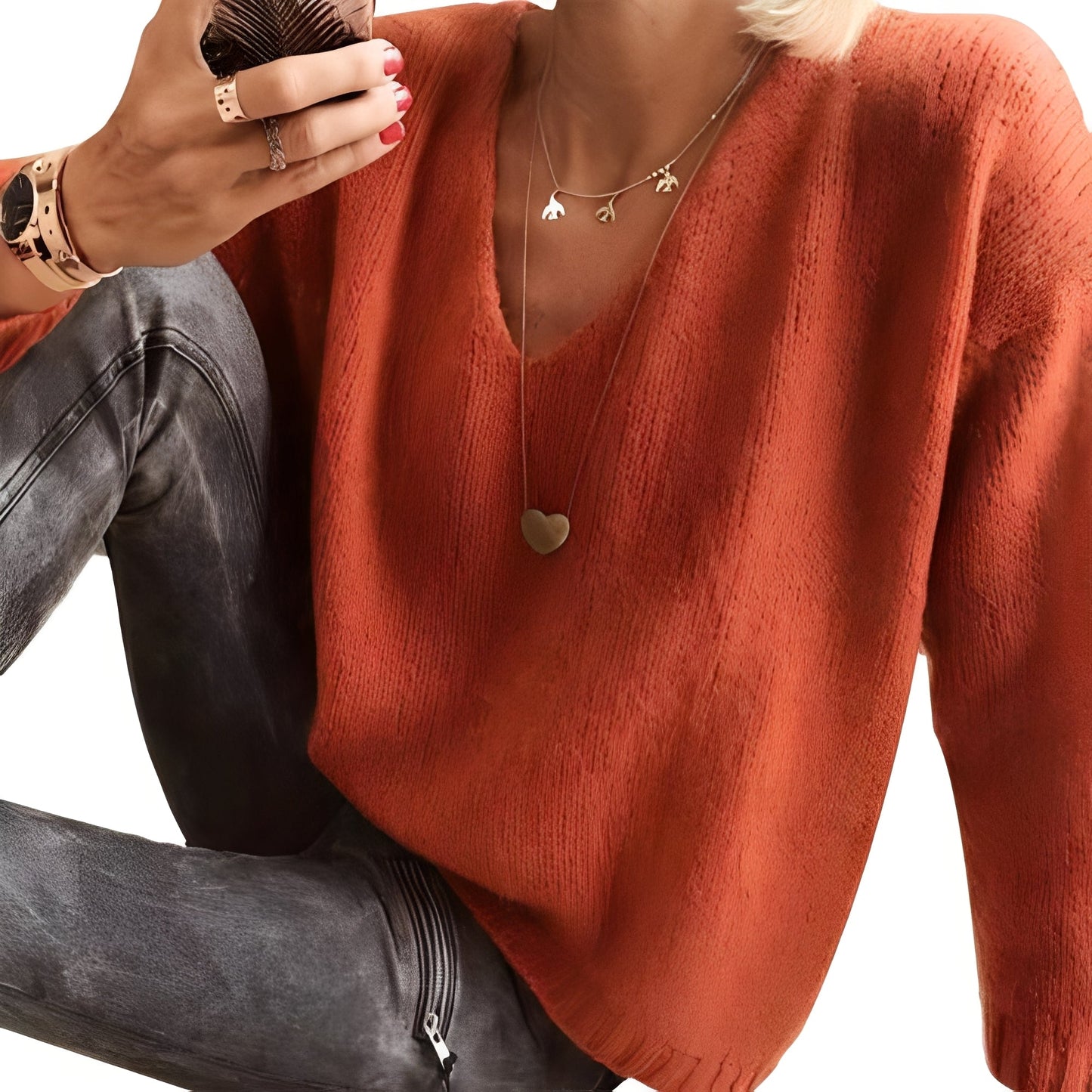 Dorris - Pull décontracté et simple avec manches longues pour femmes