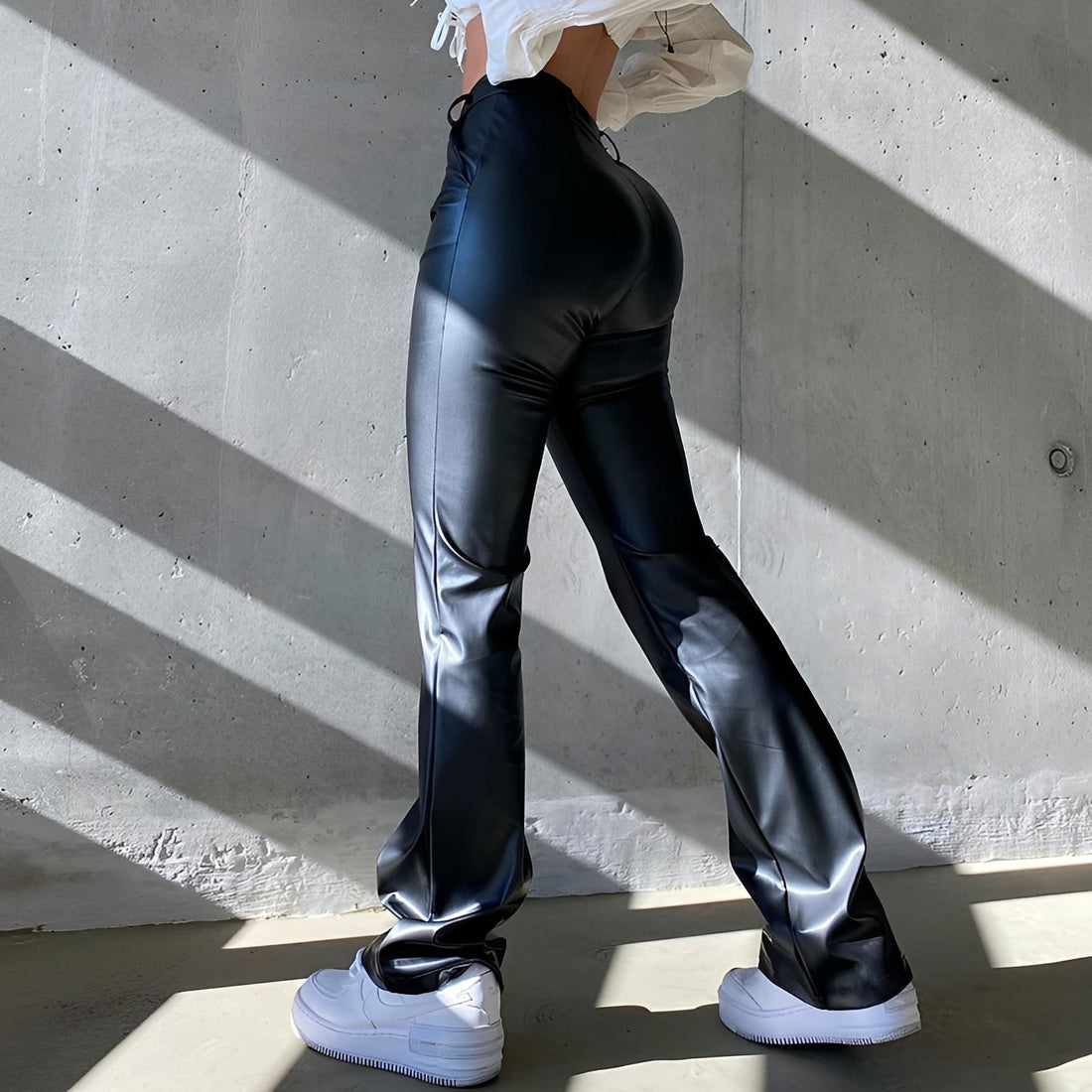 Katerina - Pantalon Évasé Décontracté Taille Haute