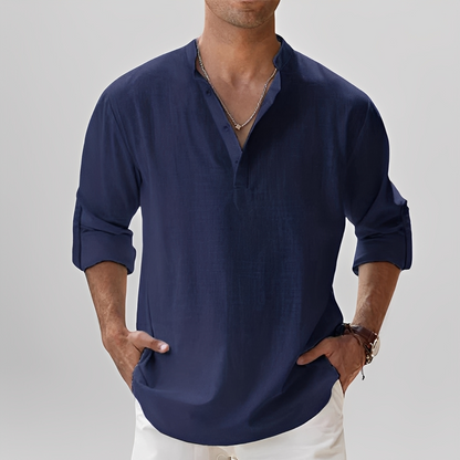 Ezriel - Bequemes Hemd mit halber Knopfleiste für Herren