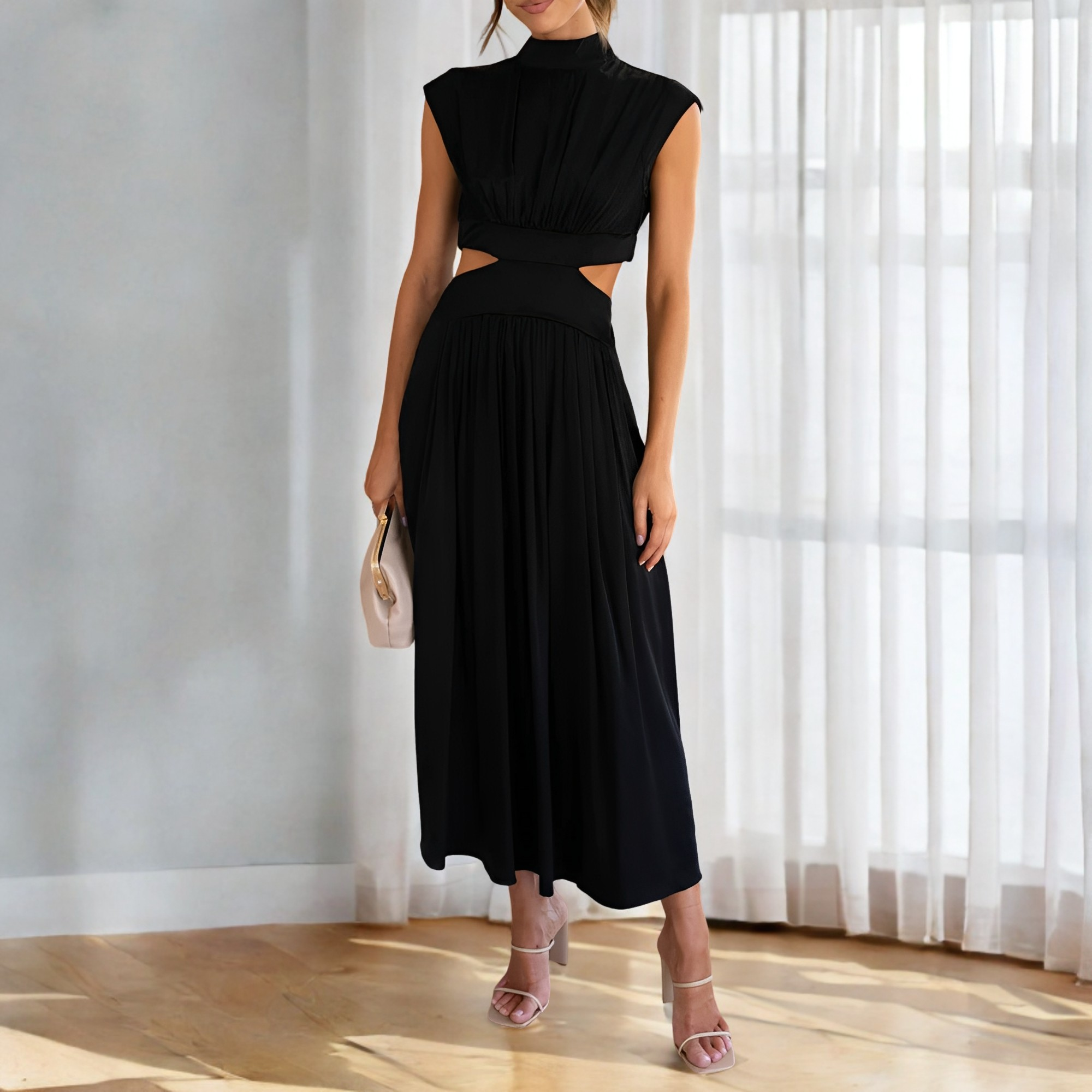 Christina - Robe maxi décontractée avec découpe à la taille pour femmes