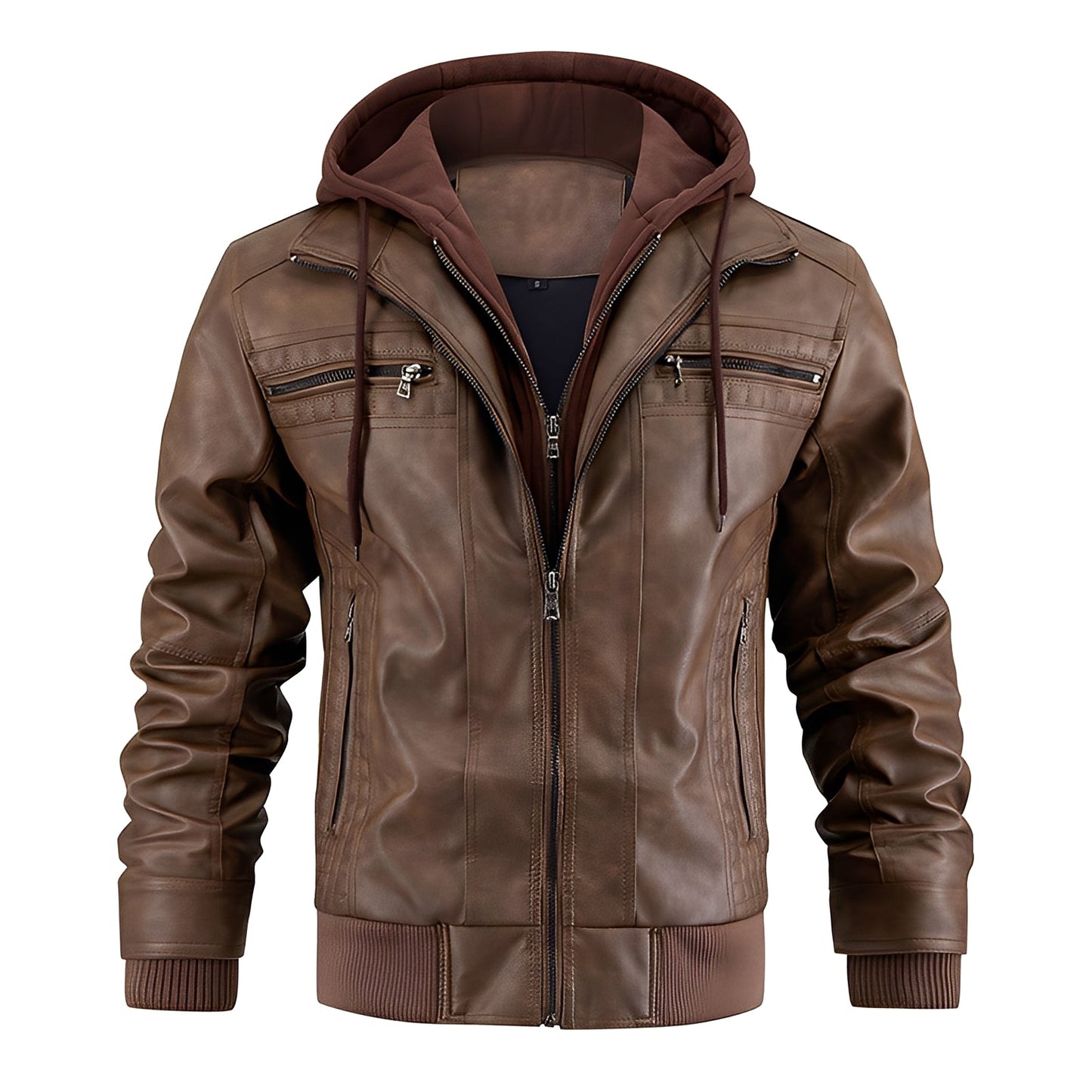 Morley - Blouson en cuir classique avec capuche pour hommes