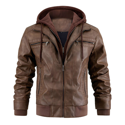 Morley - Blouson en cuir classique avec capuche pour hommes