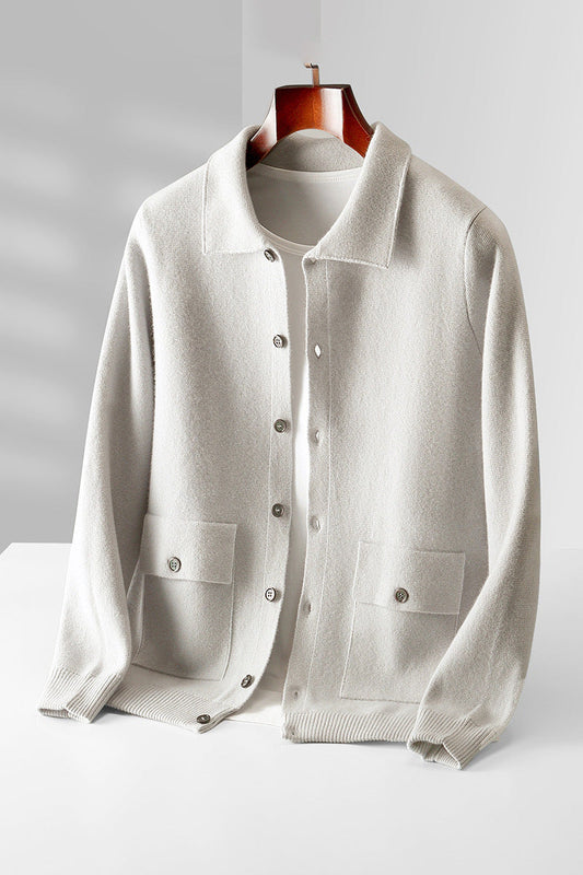 Herbert - Cardigan chic en tricot dense avec poches pour hommes